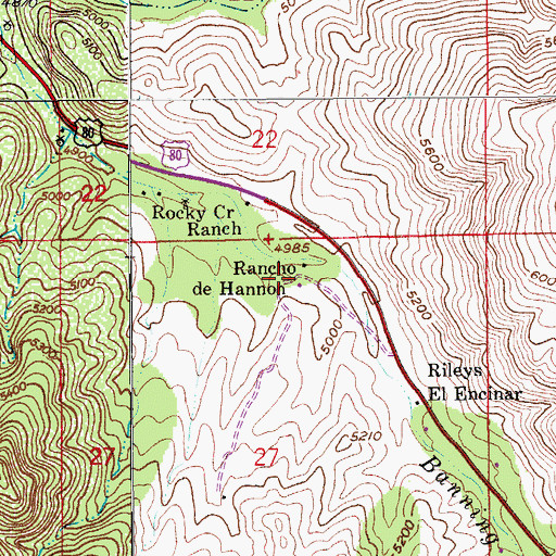 Topographic Map of Rancho de Hannon, AZ