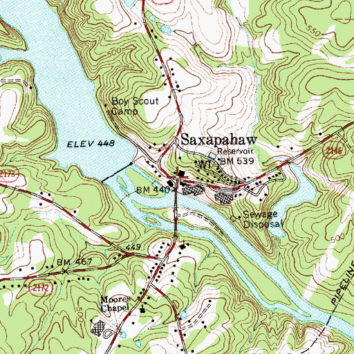 Topographic Map of Saxapahaw, NC