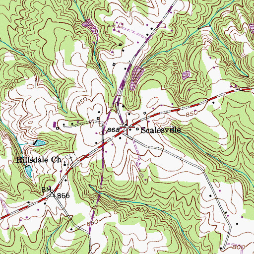 Topographic Map of Scalesville, NC