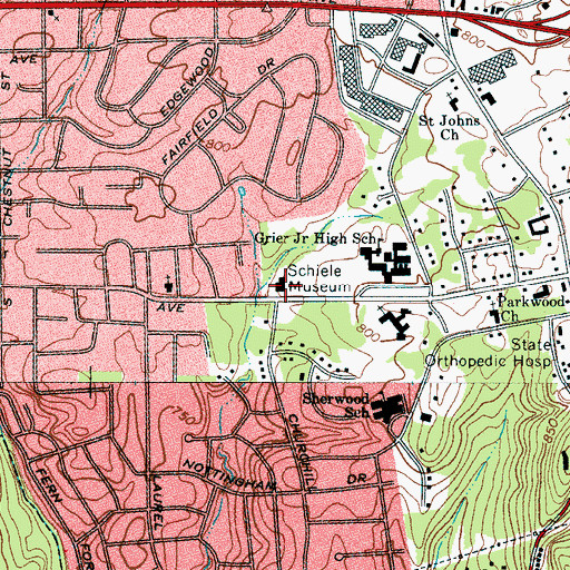 Topographic Map of Schiele Museum, NC