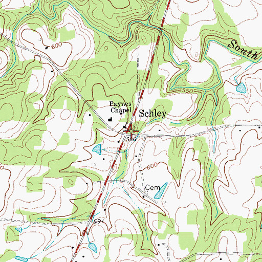 Topographic Map of Schley, NC