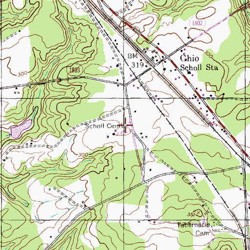 Topographic Map of Scholl Cemetery, NC