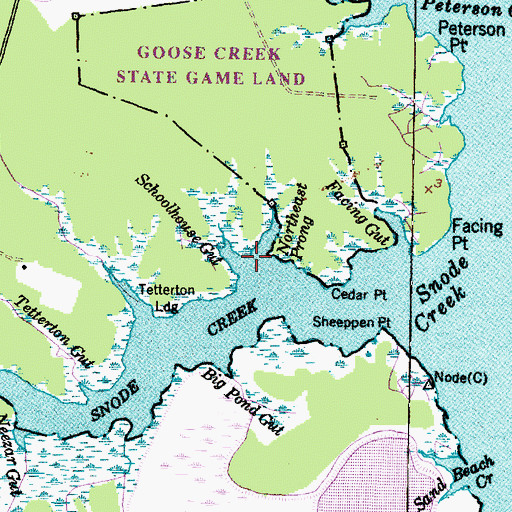 Topographic Map of Schoolhouse Gut, NC