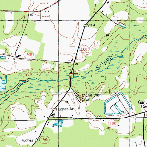Topographic Map of Scippio Bridge, NC