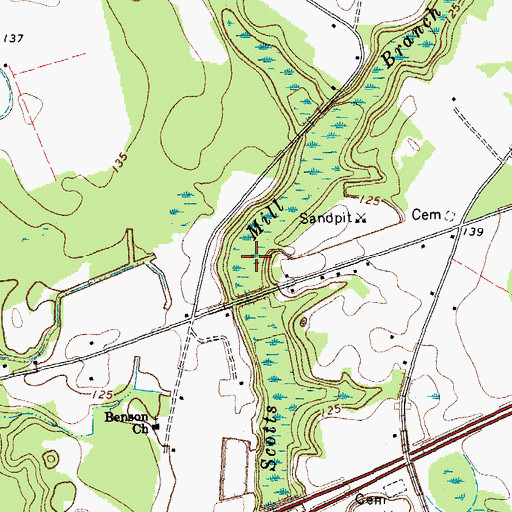 Topographic Map of Scotts Mill Branch, NC