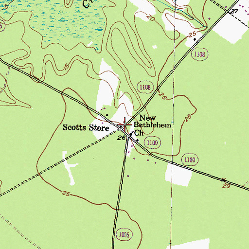 Topographic Map of Scotts Store, NC