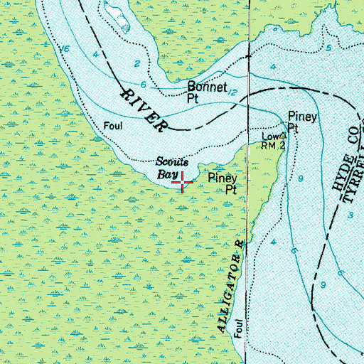 Topographic Map of Scouts Bay, NC