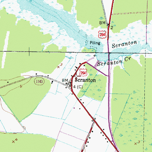Topographic Map of Scranton, NC