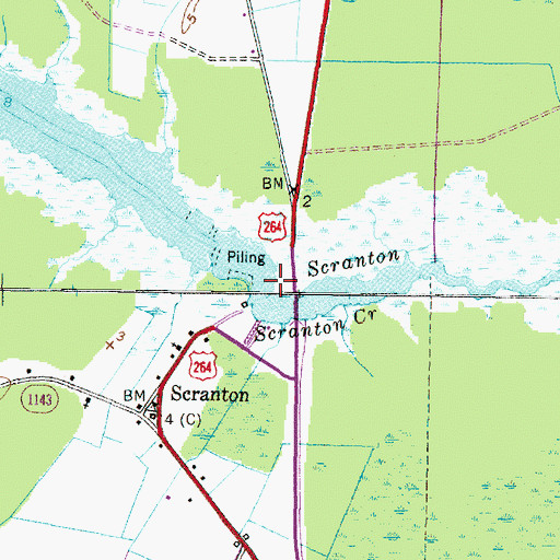 Topographic Map of Scranton Creek, NC