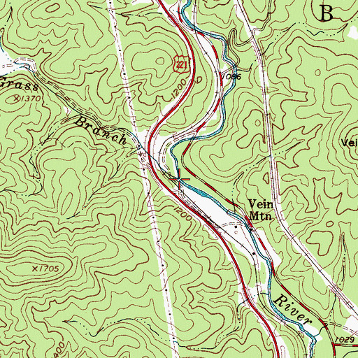 Topographic Map of Scrub Grass Branch, NC