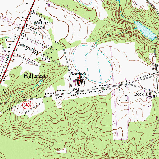 Topographic Map of Scurlock School, NC