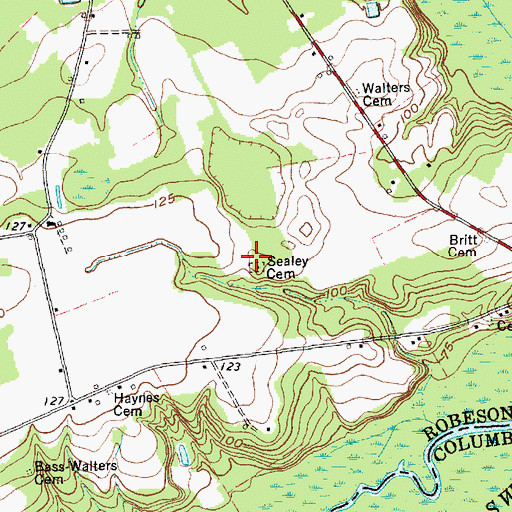 Topographic Map of Sealey Cemetery, NC