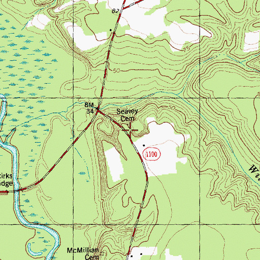 Topographic Map of Seavey Cemetery, NC