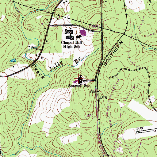 Topographic Map of Seawell School, NC