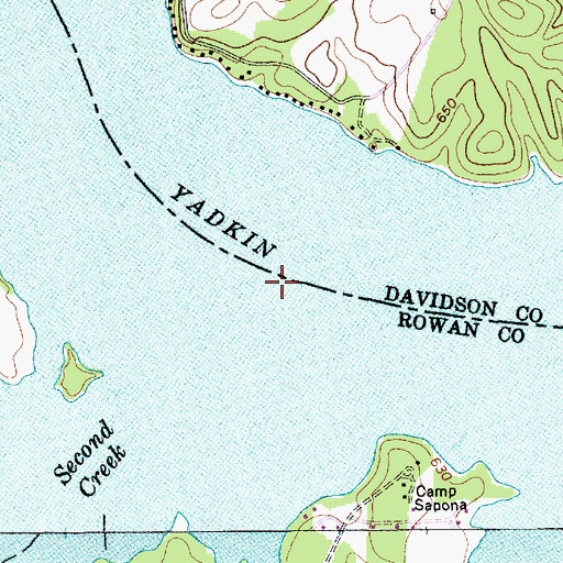 Topographic Map of Second Creek, NC