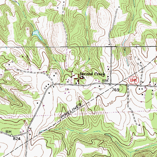 Topographic Map of Second Creek Church, NC