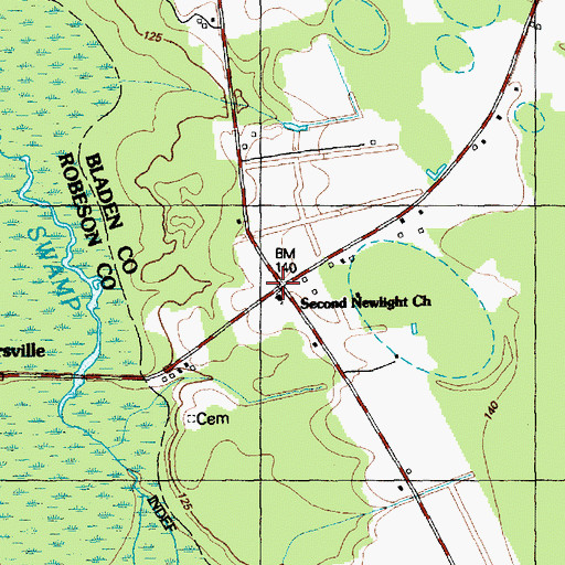 Topographic Map of Second Newlight Church, NC