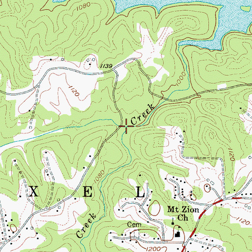 Topographic Map of Secrets Creek, NC