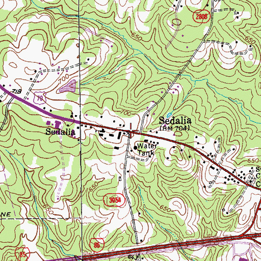 Topographic Map of Sedalia, NC