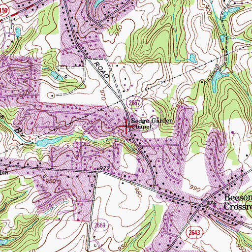 Topographic Map of Sedge Garden Chapel, NC