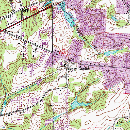 Topographic Map of Sedge Garden Church, NC