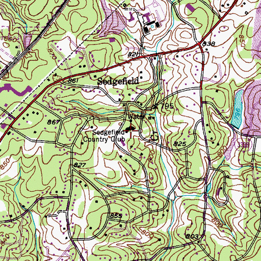 Topographic Map of Sedgefield Country Club, NC