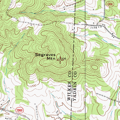 Topographic Map of Segraves Mountain, NC