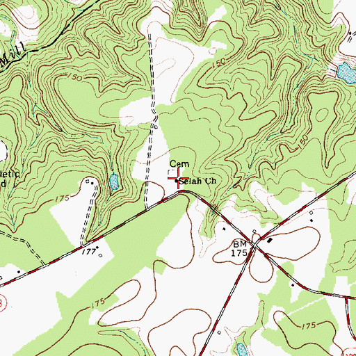 Topographic Map of Selah Church, NC