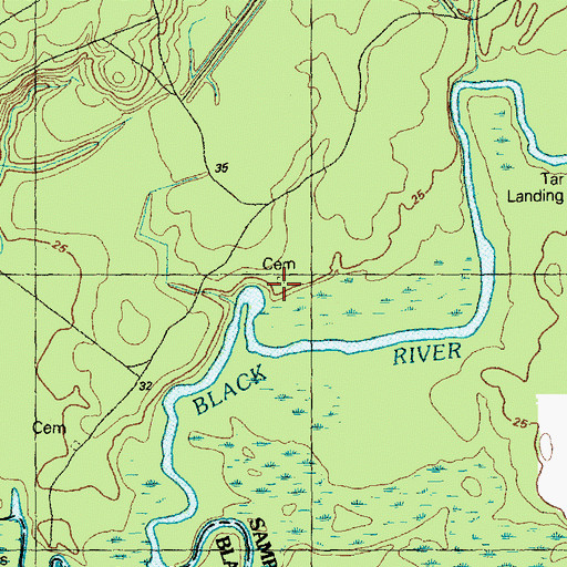 Topographic Map of Sellars Cemetery, NC