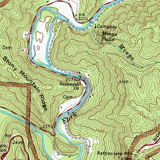 Topographic Map of Sequoyah Church, NC