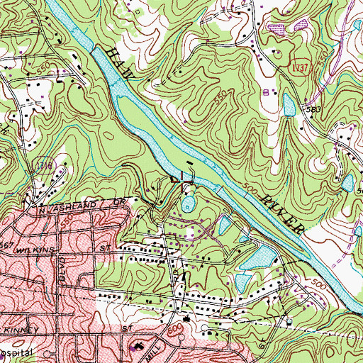 Topographic Map of Service Creek, NC