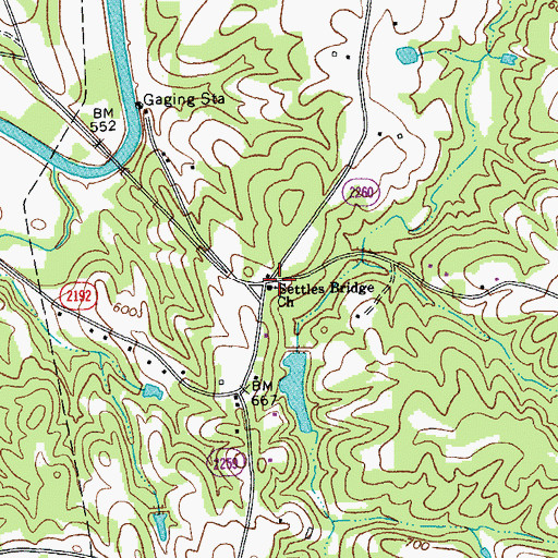 Topographic Map of Settles Ridge Church, NC