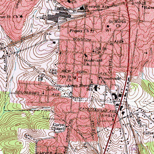 Topographic Map of Seventh Saint Church, NC