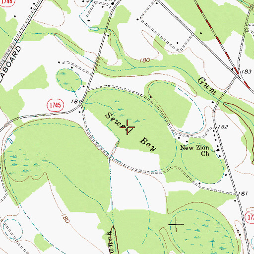 Topographic Map of Sewell Bay, NC