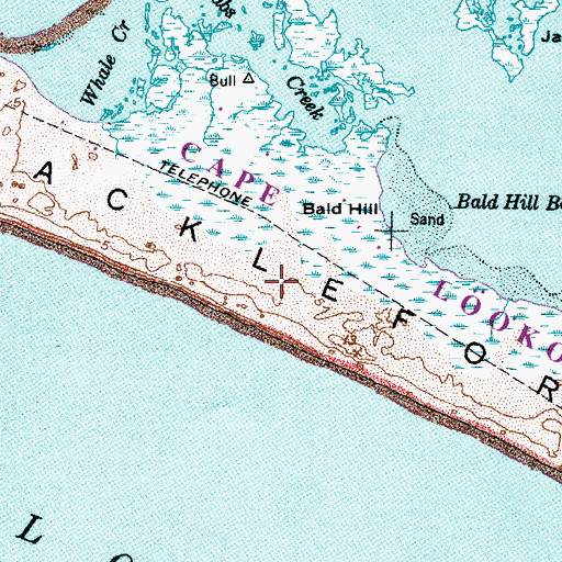 Topographic Map of Shackleford Banks, NC