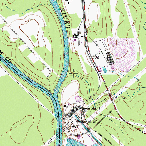 Topographic Map of Shaddox Creek, NC