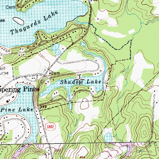 Topographic Map of Shadow Lake, NC