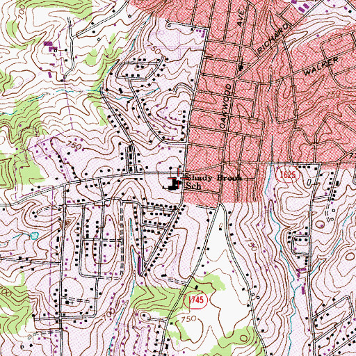 Topographic Map of Shady Brook School, NC