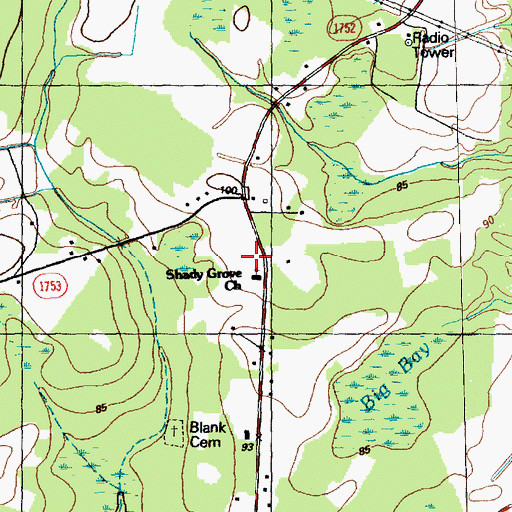 Topographic Map of Shady Grove Church, NC