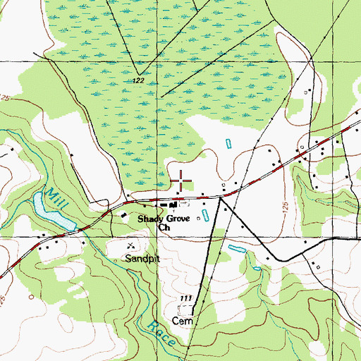 Topographic Map of Shady Grove Church, NC