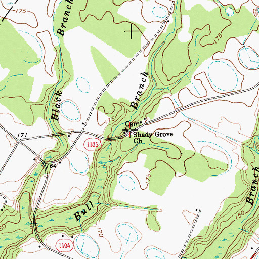 Topographic Map of Shady Grove Church, NC