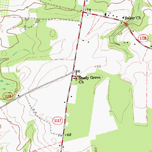 Topographic Map of Shady Grove Church, NC