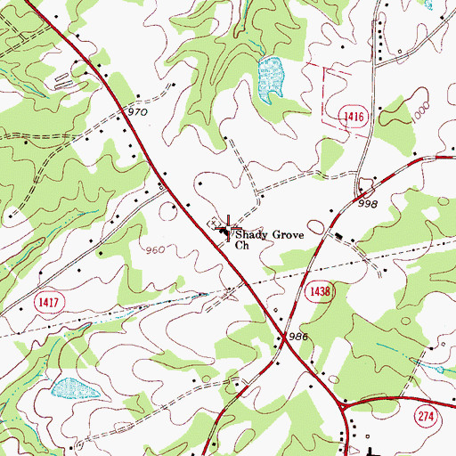 Topographic Map of Shady Grove Church, NC