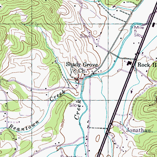 Topographic Map of Shady Grove Church, NC