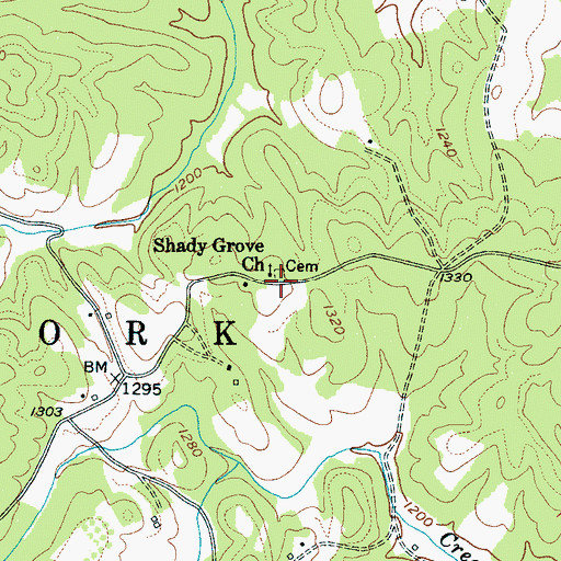 Topographic Map of Shady Grove Church, NC