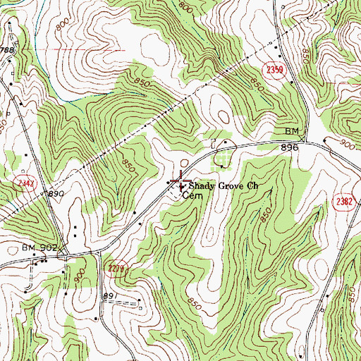 Topographic Map of Shady Grove Church, NC