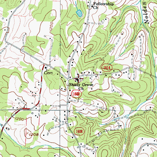 Topographic Map of Shady Grove Church, NC