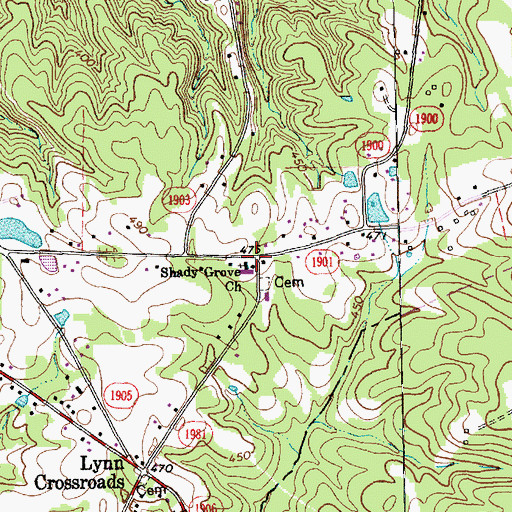 Topographic Map of Shady Grove Church, NC