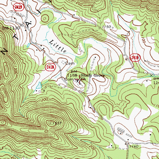 Topographic Map of Shady Grove Church, NC