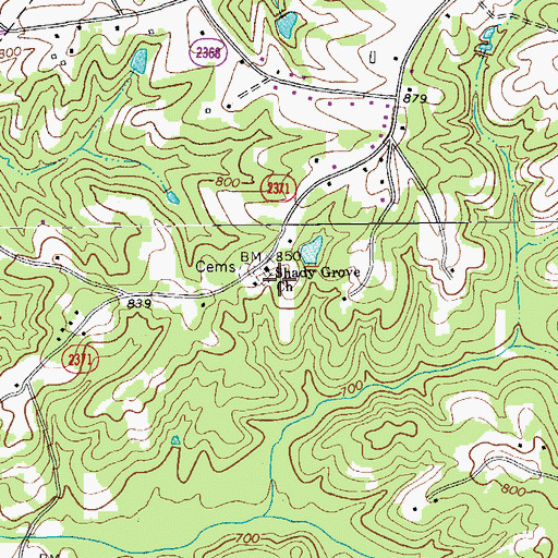 Topographic Map of Shady Grove Church, NC